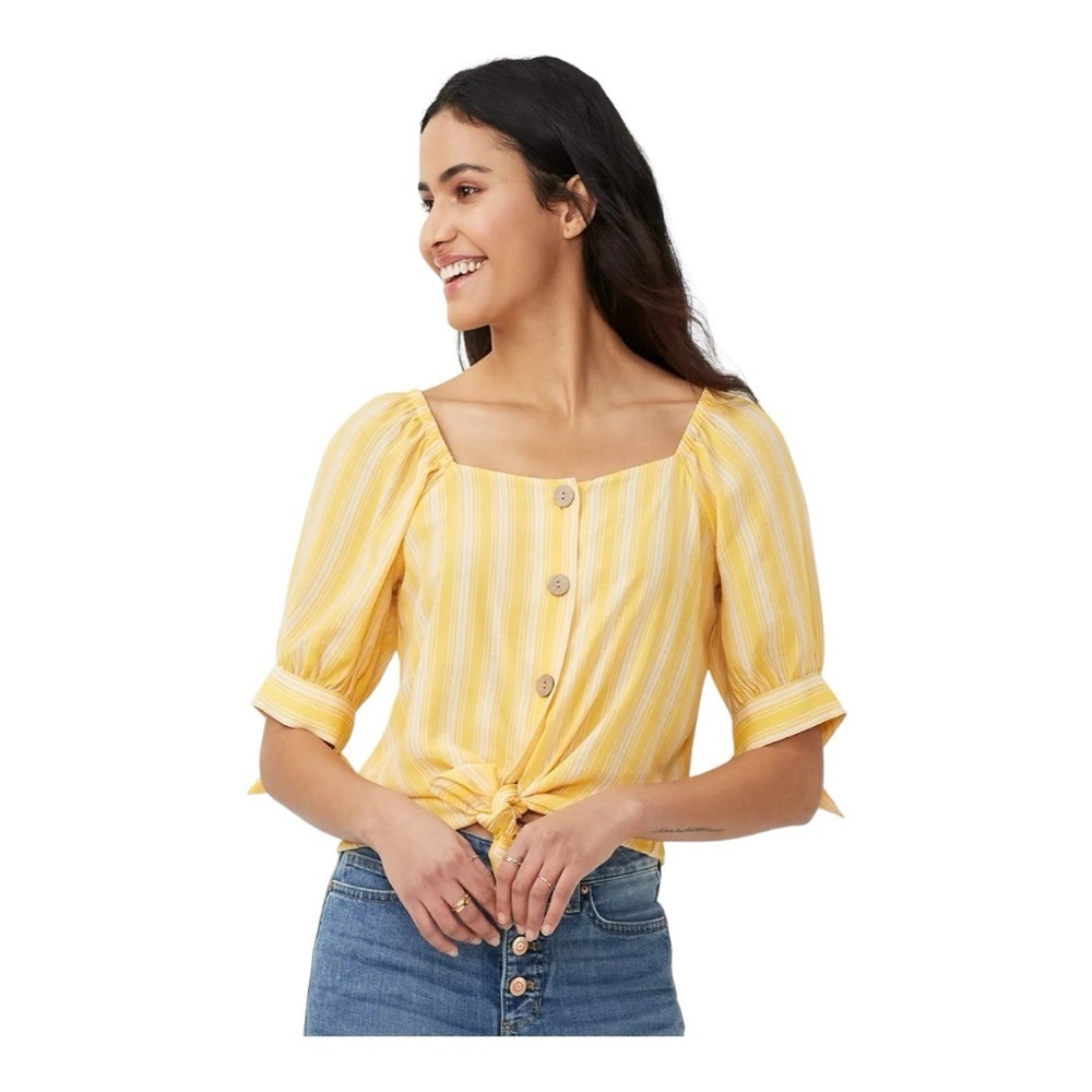 LC Lauren Conrad Yellow Striped Blouse